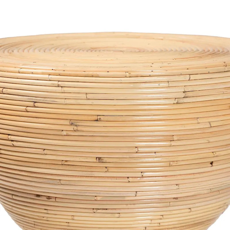 Table d'appoint Tokyo en rotin naturel stratifié - Table sablier au design sculptural, style bohème chic pour le salon