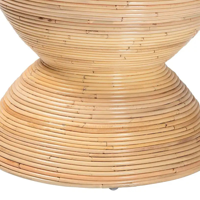 Table d'appoint Tokyo en rotin naturel stratifié - Table sablier au design sculptural, style bohème chic pour le salon