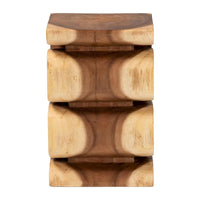 Table d'appoint Eliada en bois de suar sculptée à la main - Table d'appoint sculpturale ondulée, style bohème moderne pour salon ou chambre à coucher