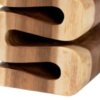 Table d'appoint Eliada en bois de suar sculptée à la main - Table d'appoint sculpturale ondulée, style bohème moderne pour salon ou chambre à coucher