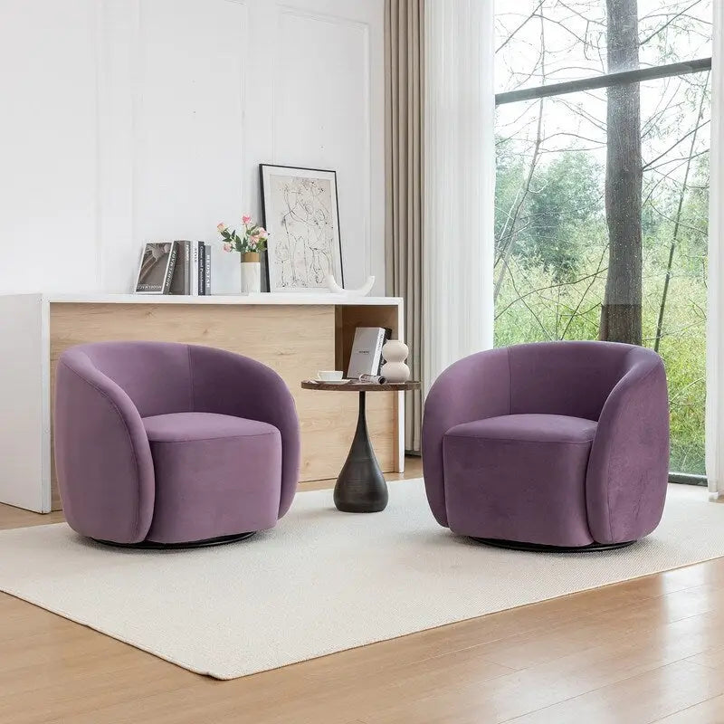 Fauteuil d'appoint pivotant à 360 degrés en velours SEYNAR Modern Glam (lot de 2)