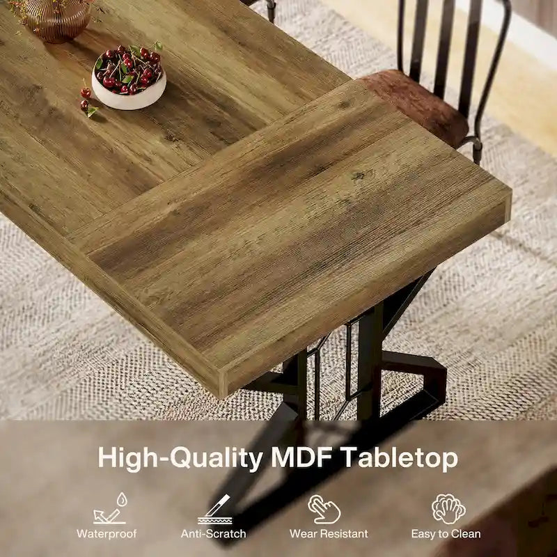 Table à manger rectangulaire de 160 cm pour 6 personnes