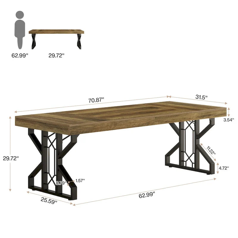 Table à manger rectangulaire de 160 cm pour 6 personnes