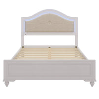 Lit plate-forme capitonné Queen avec éclairage LED réglable