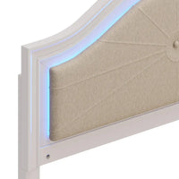 Lit plate-forme capitonné Queen avec éclairage LED réglable