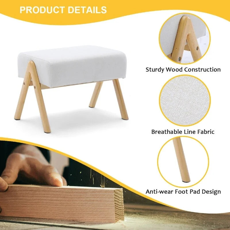 EROMMY Fauteuil berçant inclinable large de 64 cm avec pouf – Fauteuil à bascule à dossier haut, tissu de lin doux, design ergonomique