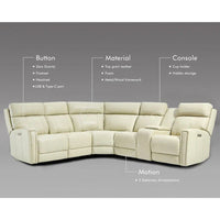 Canapé Sectionnel Inclinable Électrique en Cuir Véritable 104 pouces de large avec Zéro Gravité, Appui-Tête Réglable, Ports USB et Console