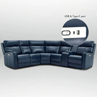 Canapé Sectionnel Inclinable Électrique en Cuir Véritable 104 pouces de large avec Zéro Gravité, Appui-Tête Réglable, Ports USB et Console