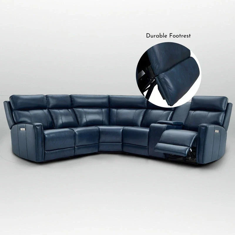 Canapé Sectionnel Inclinable Électrique en Cuir Véritable 104 pouces de large avec Zéro Gravité, Appui-Tête Réglable, Ports USB et Console
