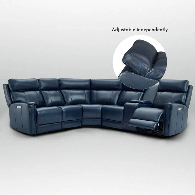 Canapé Sectionnel Inclinable Électrique en Cuir Véritable 104 pouces de large avec Zéro Gravité, Appui-Tête Réglable, Ports USB et Console