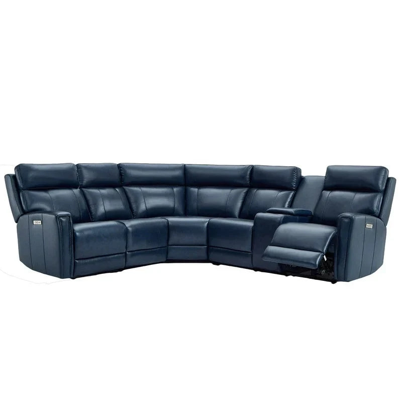 Canapé Sectionnel Inclinable Électrique en Cuir Véritable 104 pouces de large avec Zéro Gravité, Appui-Tête Réglable, Ports USB et Console