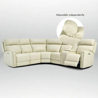 Canapé Sectionnel Inclinable Électrique en Cuir Véritable 104 pouces de large avec Zéro Gravité, Appui-Tête Réglable, Ports USB et Console