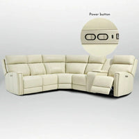 Canapé Sectionnel Inclinable Électrique en Cuir Véritable 104 pouces de large avec Zéro Gravité, Appui-Tête Réglable, Ports USB et Console