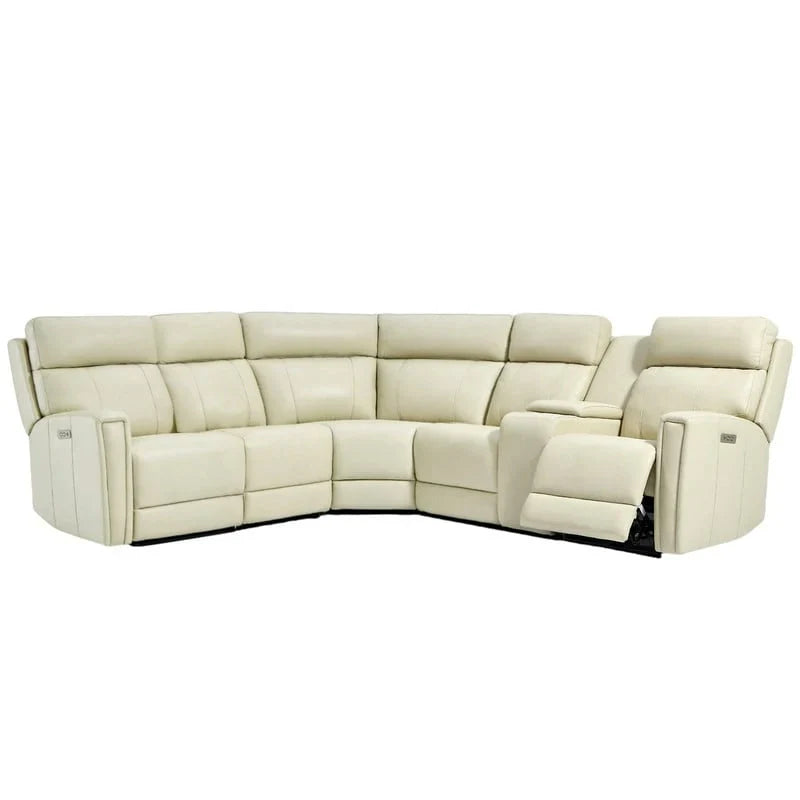 Canapé Sectionnel Inclinable Électrique en Cuir Véritable 104 pouces de large avec Zéro Gravité, Appui-Tête Réglable, Ports USB et Console
