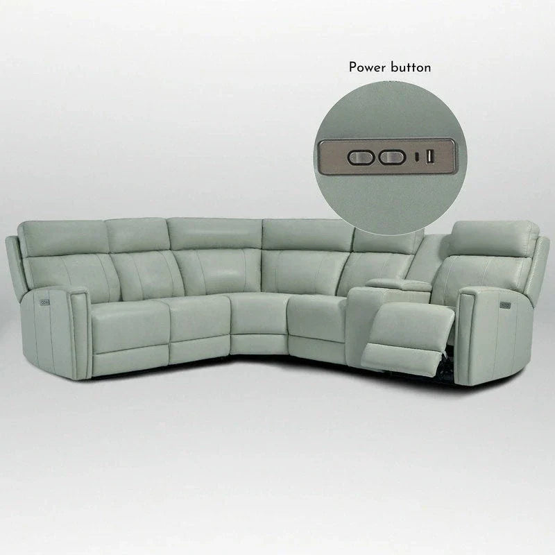 Canapé Sectionnel Inclinable Électrique en Cuir Véritable 104 pouces de large avec Zéro Gravité, Appui-Tête Réglable, Ports USB et Console