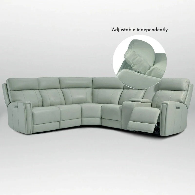 Canapé Sectionnel Inclinable Électrique en Cuir Véritable 104 pouces de large avec Zéro Gravité, Appui-Tête Réglable, Ports USB et Console
