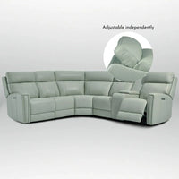Canapé Sectionnel Inclinable Électrique en Cuir Véritable 104 pouces de large avec Zéro Gravité, Appui-Tête Réglable, Ports USB et Console