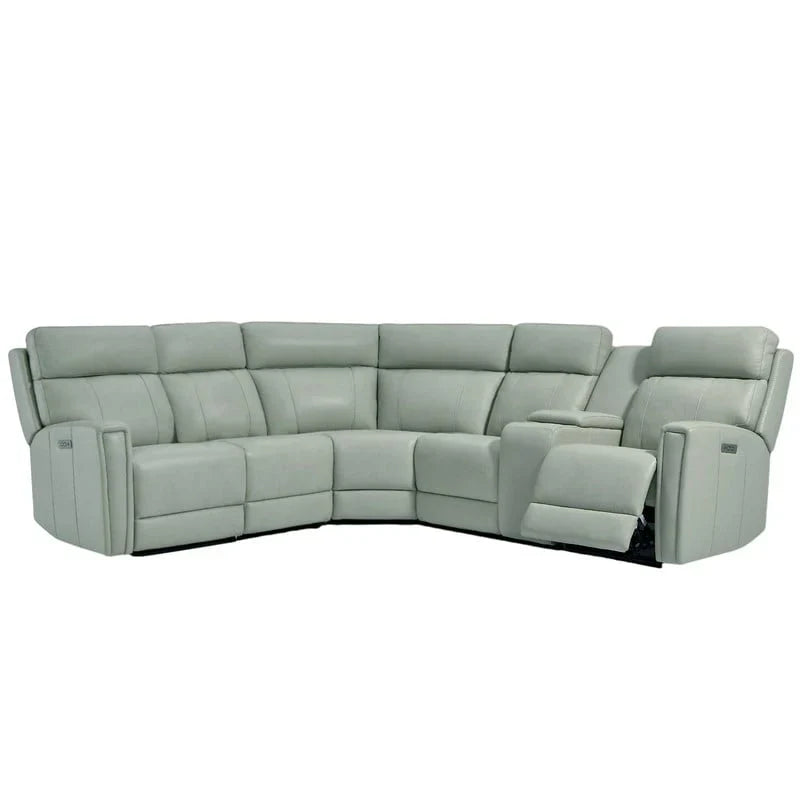 Canapé Sectionnel Inclinable Électrique en Cuir Véritable 104 pouces de large avec Zéro Gravité, Appui-Tête Réglable, Ports USB et Console