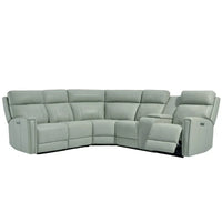 Canapé Sectionnel Inclinable Électrique en Cuir Véritable 104 pouces de large avec Zéro Gravité, Appui-Tête Réglable, Ports USB et Console