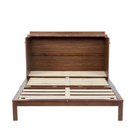 Lit escamotable Murphy en pin pliable, lit-armoire Queen, lit-armoire cube avec station d'alimentation, tiroir et panneau décoratif en rotin