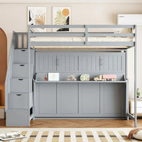 Lit escamotable double avec vérin hydraulique et bureau intégré