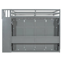 Lit escamotable double avec vérin hydraulique et bureau intégré