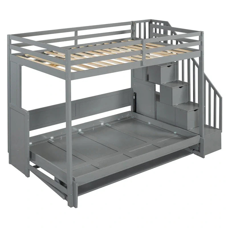 Lit escamotable double avec vérin hydraulique et bureau intégré