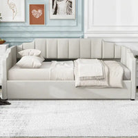Lit de repos à cadre tapissé avec rangement relevable et garde-corps irrégulier, canapé-lit double pour chambre à coucher ou salon