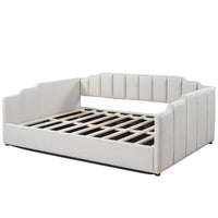 Lit de repos à cadre tapissé avec rangement relevable et garde-corps irrégulier, canapé-lit double pour chambre à coucher ou salon