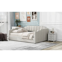Lit de repos à cadre tapissé avec rangement relevable et garde-corps irrégulier, canapé-lit double pour chambre à coucher ou salon