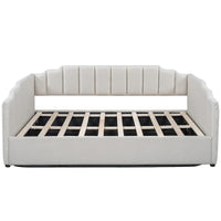 Lit de repos à cadre tapissé avec rangement relevable et garde-corps irrégulier, canapé-lit double pour chambre à coucher ou salon