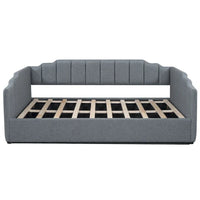 Lit de repos à cadre tapissé avec rangement relevable et garde-corps irrégulier, canapé-lit double pour chambre à coucher ou salon