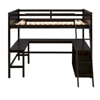 Lit mezzanine pleine grandeur avec étagères et bureau, lit mezzanine en bois avec bureau