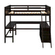 Lit mezzanine pleine grandeur avec étagères et bureau, lit mezzanine en bois avec bureau