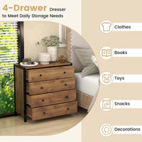 Costway Commode 4 tiroirs Meuble de rangement moderne en bois