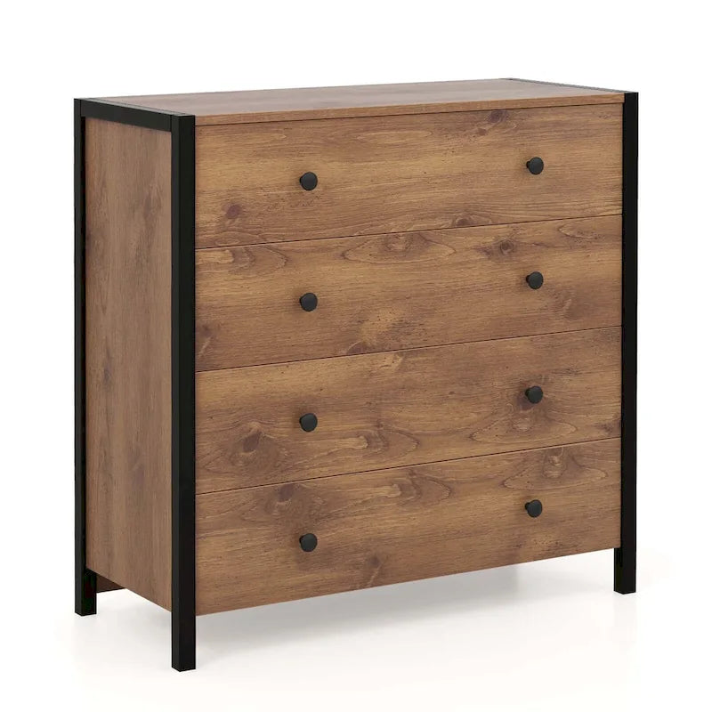 Costway Commode 4 tiroirs Meuble de rangement moderne en bois