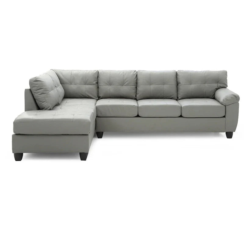 Canapé d'angle en simili cuir capitonné réversible en forme de L - 111 - Gris
