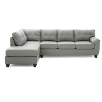 Canapé d'angle en simili cuir capitonné réversible en forme de L - 111 - Gris