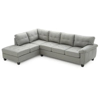 Canapé d'angle en simili cuir capitonné réversible en forme de L - 111 - Gris