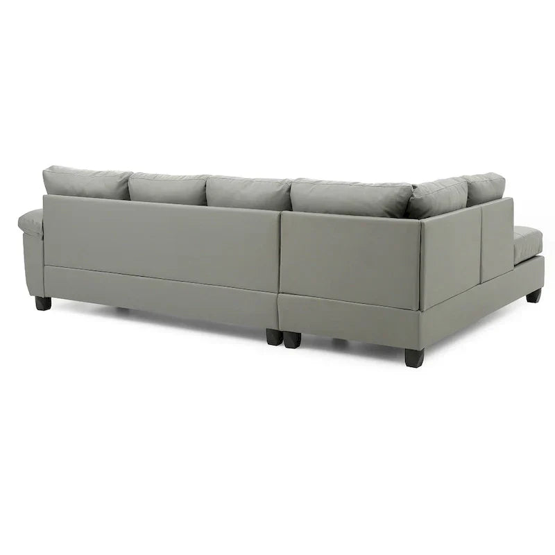 Canapé d'angle en simili cuir capitonné réversible en forme de L - 111 - Gris