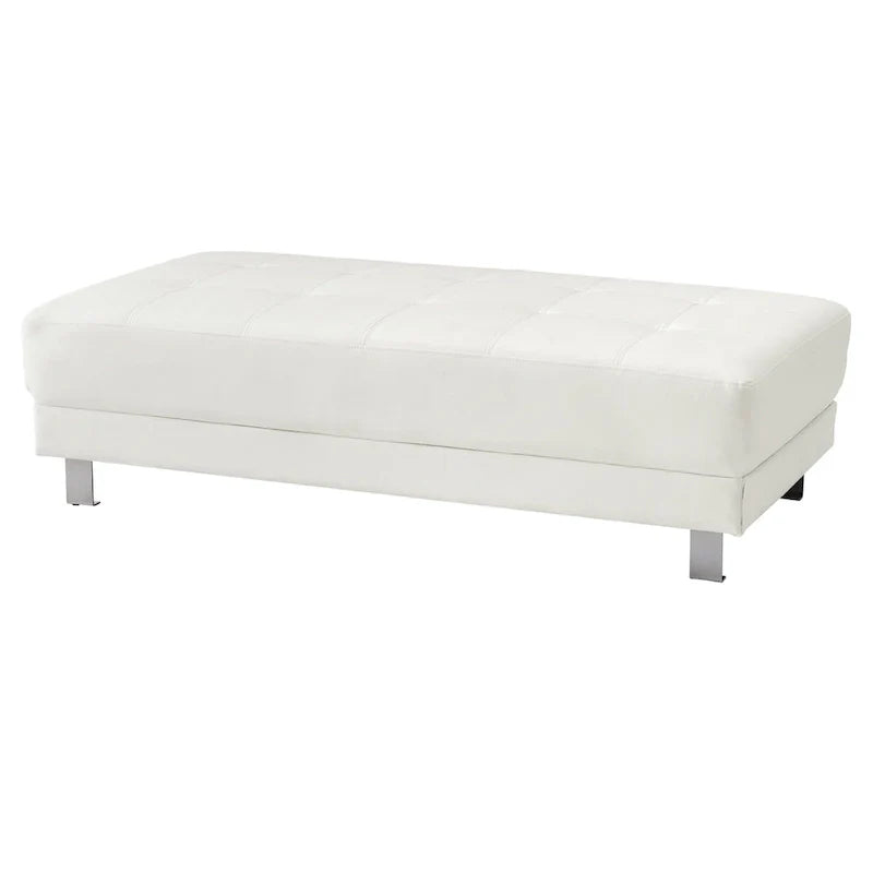 Ottoman capitonné en similicuir – 57 – Blanc