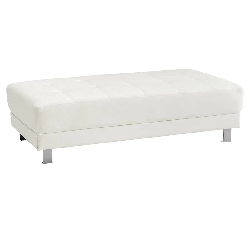 Ottoman capitonné en similicuir – 57 – Blanc