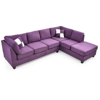 Canapé sectionnel réversible en micro-suède 4 places avec coussins décoratifs - 111 - Violet