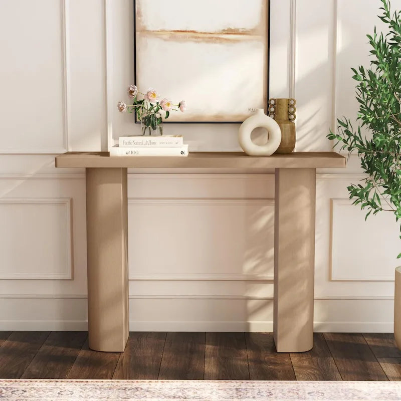 Console en bois de manguier demi-lune par East at Main