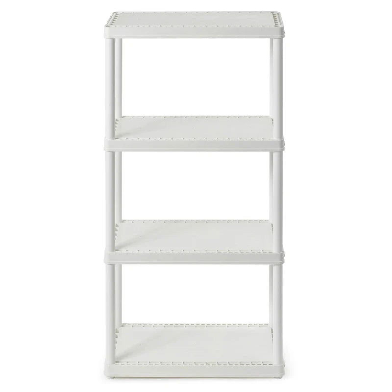 Meuble de rangement domestique léger et solide Gracious Living à 4 étagères à hauteur fixe, blanc - 1 paquet