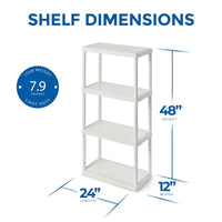 Meuble de rangement domestique léger et solide Gracious Living à 4 étagères à hauteur fixe, blanc - 1 paquet