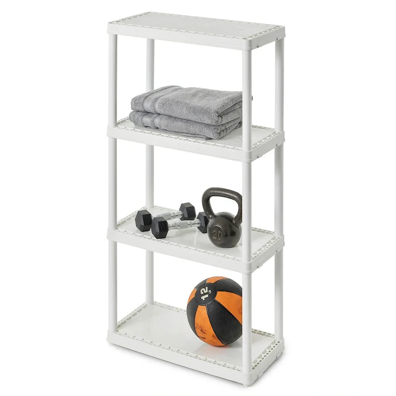 Meuble de rangement domestique léger et solide Gracious Living à 4 étagères à hauteur fixe, blanc - 1 paquet