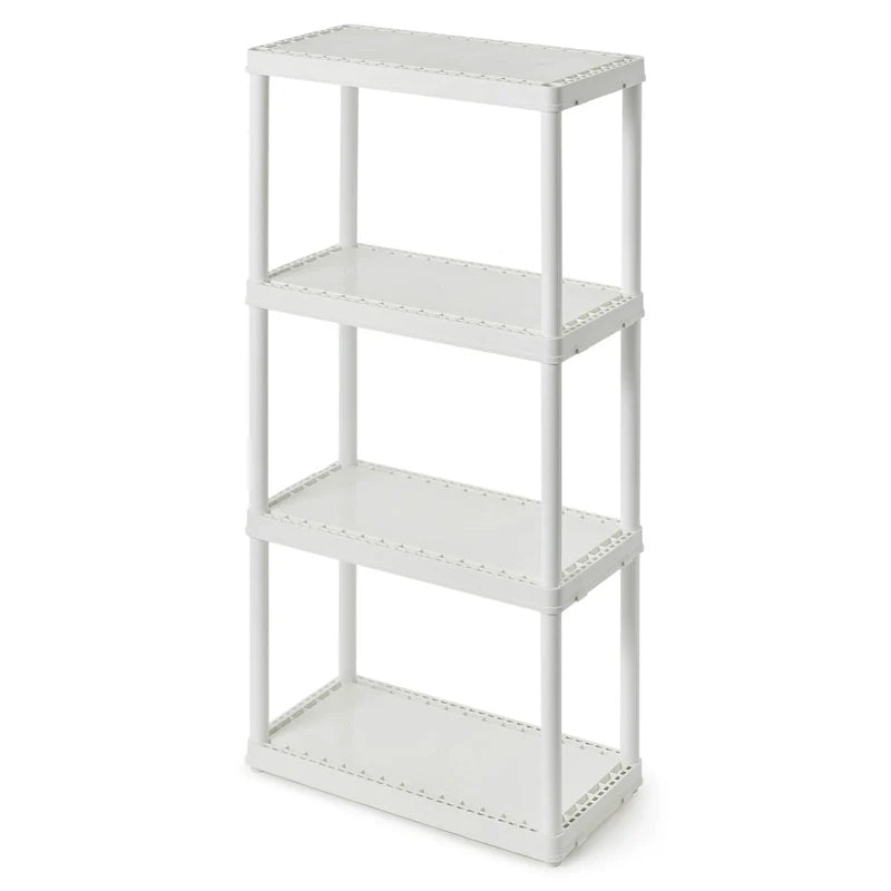 Meuble de rangement domestique léger et solide Gracious Living à 4 étagères à hauteur fixe, blanc - 1 paquet