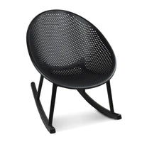 Chaise longue à bascule mid-century moderne en plastique avec pieds en plastique et assise perforée respirante en forme d'œuf pour usage intérieur/extérieur