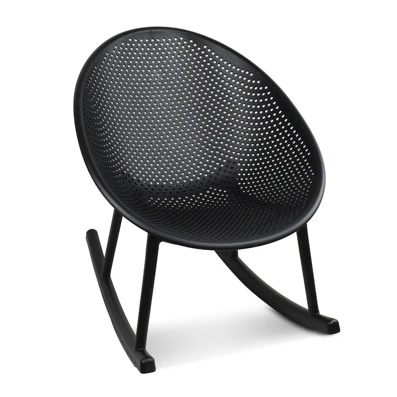 Chaise longue à bascule mid-century moderne en plastique avec pieds en plastique et assise perforée respirante en forme d'œuf pour usage intérieur/extérieur